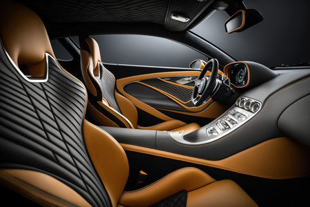 Car interior from driver seat view. Generative AIの素材