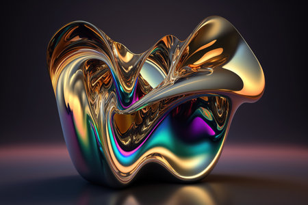 Abstract 3d background wallpaper with glass squares with colorful light emitter iridescent neon holographic gradient. Generative AIの素材