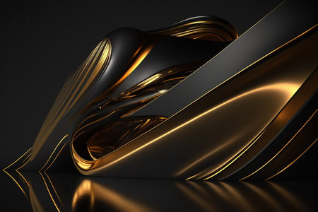 Abstract black background with line gold. Generative AIの素材