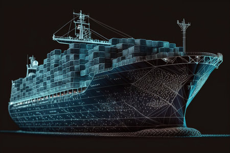 Container cargo ship in the ocean. Logistics and transportation. Generative AIの素材
