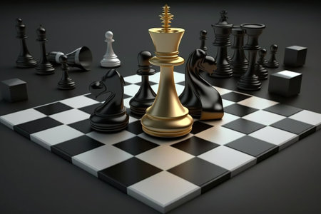 chess board game competition business concept, 3d rendering. Generative AIの素材