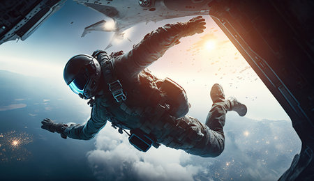 Skydiver jumping out of a plane, with a sense of thrill and excitement and a focus on adventure and adrenaline , Generative Aiの素材