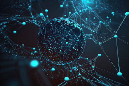 Blue Digital cyberspace and digital data network connections concept. Generative AIの素材