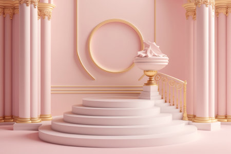 Abstract scene background. Cylinder podium on pink background. Generative AIの素材