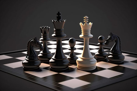chess board game competition business concept, 3d rendering. Generative AIの素材