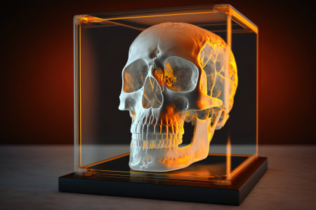 3d printer with a printed human skull. Generative AIの素材