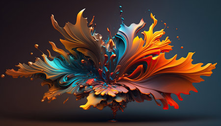 Composition of 3D rendering of colorful fractal paint for projects. Generative AIの素材