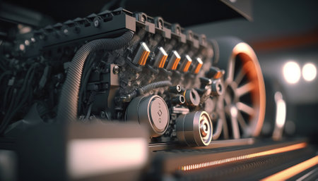 The powerful engine of a car. Generative AIの素材