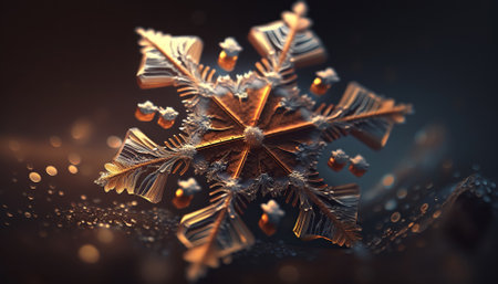 Snowflake on dark textured background. Generative AIの素材