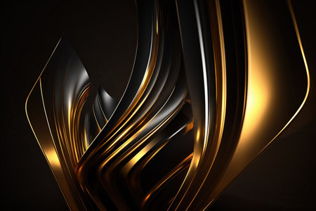 Abstract black background with golden glowing stripes. Generative AIの素材