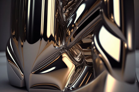 Chrome Metallic Glossy Futuristic Background. Generative AIの素材