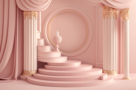 Abstract scene background. Cylinder podium on pink background. Generative AIの素材
