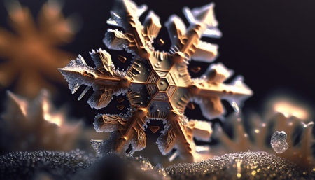 Snowflake on dark textured background. Generative AIの素材