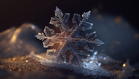 Snowflake on dark textured background. Generative AIの素材