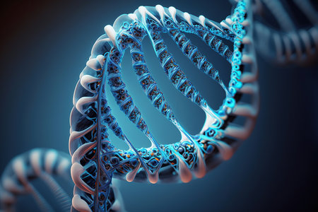 Blue helix human DNA structure. Generative AIの素材