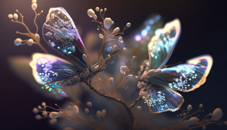 stunning holographic butterflies magically intertwined. Generative AIの素材