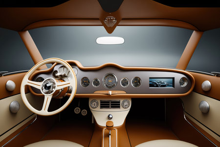 Car interior from driver seat view. Generative AIの素材