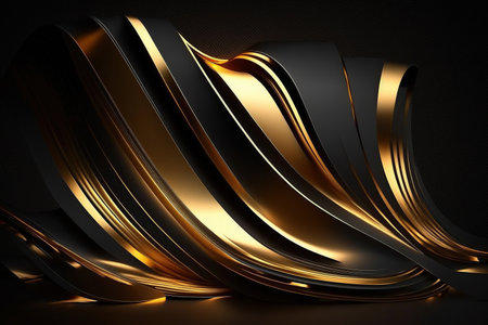 Abstract black background with line gold. Generative AIの素材