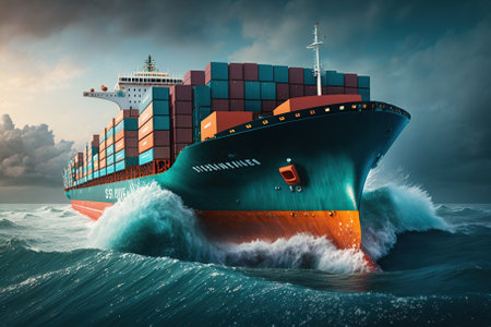 Logistics import export background of Container Cargo ship. Generative AIの素材