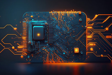 Technological background of the abstract computer motherboard. Generative AIの素材