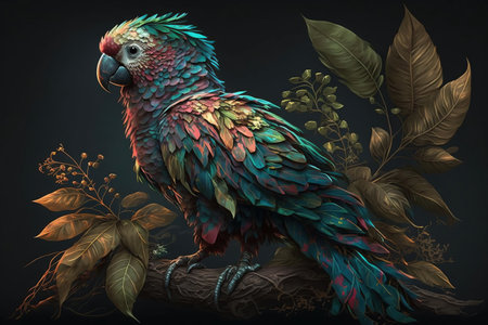 3d illustration of beautiful parrot colorful. Generative AIの素材
