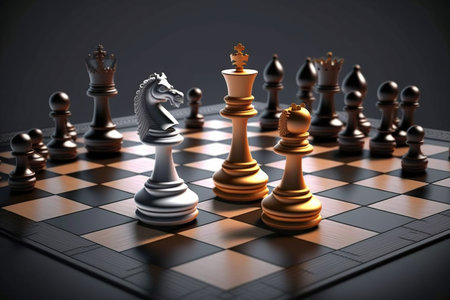 chess board game for ideas and competition and strategy, business success concept. Generative AIの素材