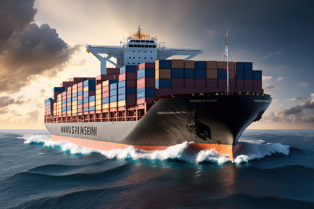Logistics import export background of Container Cargo ship. Generative AIの素材