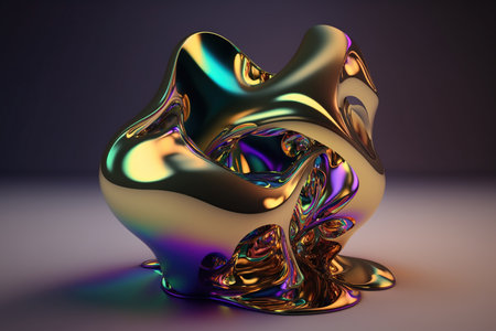 Abstract 3d background wallpaper with glass squares with colorful light emitter iridescent neon holographvic gradient. Generative AIの素材