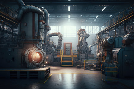Industrial technology concept. Factory automation. Smart factory. Generative AIの素材