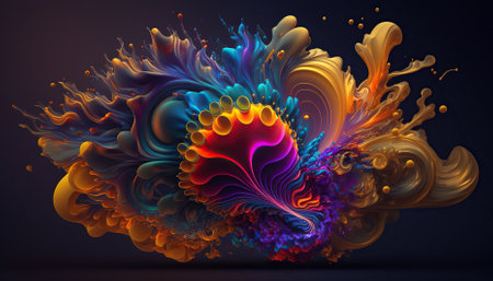 colorful fractal paint for works on design. Generative AIの素材