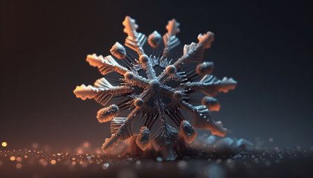 Snowflake on dark textured background. Generative AIの素材