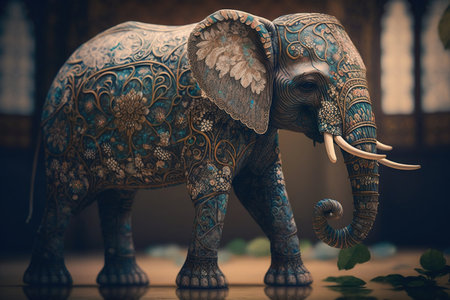 3d illustration of beautiful elephant colorful. Generative AIの素材