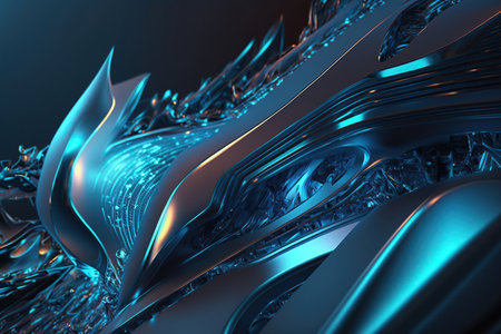 Abstract 3d background wallpaper with glass squares with colorful light emitter iridescent neon holographic gradient. Generative AIの素材
