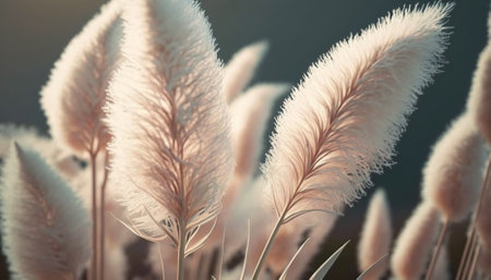 Pampas grass outdoor in light pastel colors. Generative AIの素材