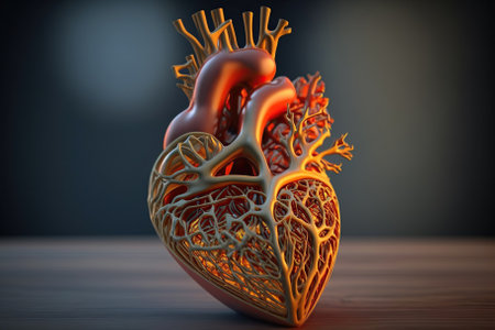 heart model on a 3d printer high resolution biology anatomy. Generative AIの素材