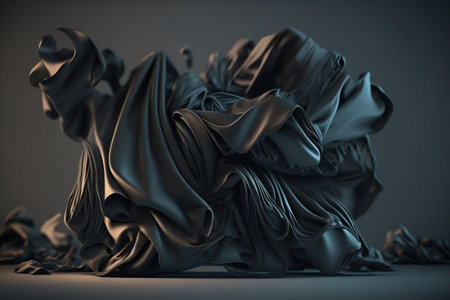 Beautiful stylish black background with developing, flying cloth. Generative AIの素材