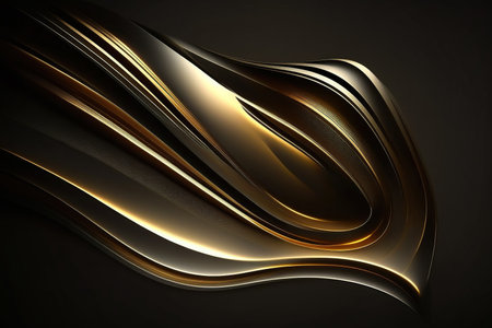 Abstract black background with golden glowing stripes. Generative AIの素材