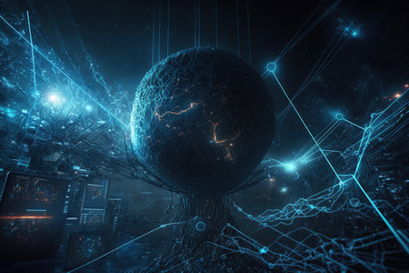 Data technology abstract futuristic illustration. Generative AIの素材