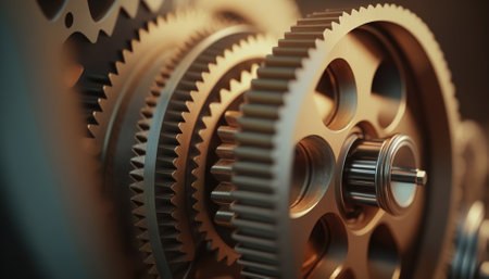 engine gears wheels, closeup view. Generative AIの素材