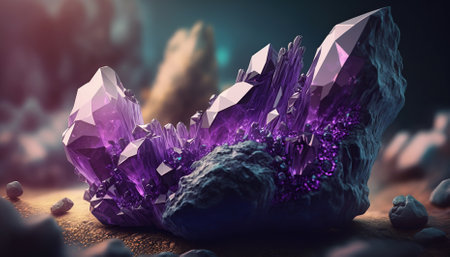Purple amethyst stone close up. Generative AIの素材