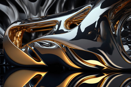 Chrome Metallic Glossy Futuristic Background. Generative AIの素材