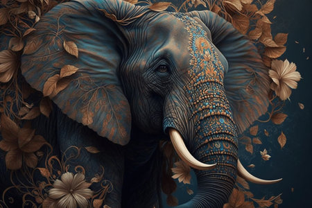 3d illustration of beautiful elephant colorful. Generative AIの素材