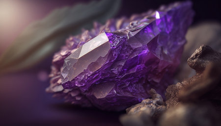 Purple amethyst stone close up. Generative AIの素材