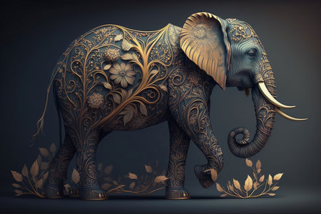 3d illustration of beautiful elephant colorful. Generative AIの素材