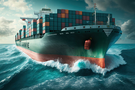 Logistics import export background of Container Cargo ship. Generative AIの素材
