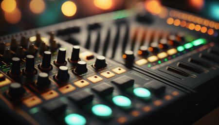 buttons equipment for sound mixer control. Generative AIの素材