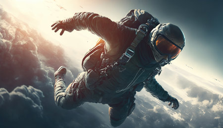 Skydiver jumping out of a plane, with a sense of thrill and excitement and a focus on adventure and adrenaline , Generative Aiの素材