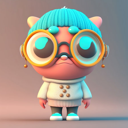 Pastel Perfection, Discover the Delightful World of Gumi, the Adorable 3D Character with Big Eyes and Small Nose, generative Aiの素材