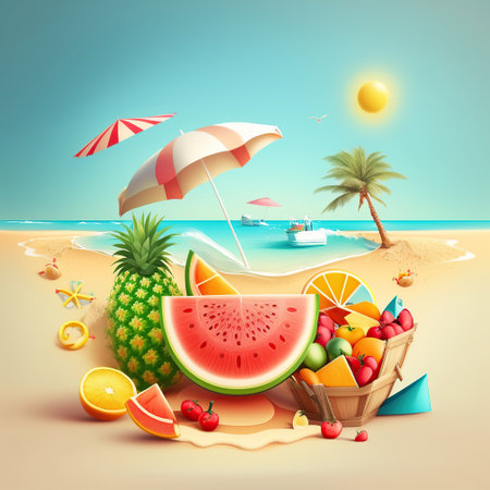 A Warm and Inviting 3D Background for Your Summer Holidays, generative Aiの素材