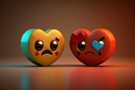 Cute hearts, miss you, emoji like You Cartoon Character, generative Aiの素材